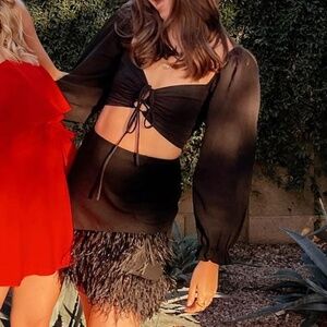 ASTR Black Wrap Crop Top